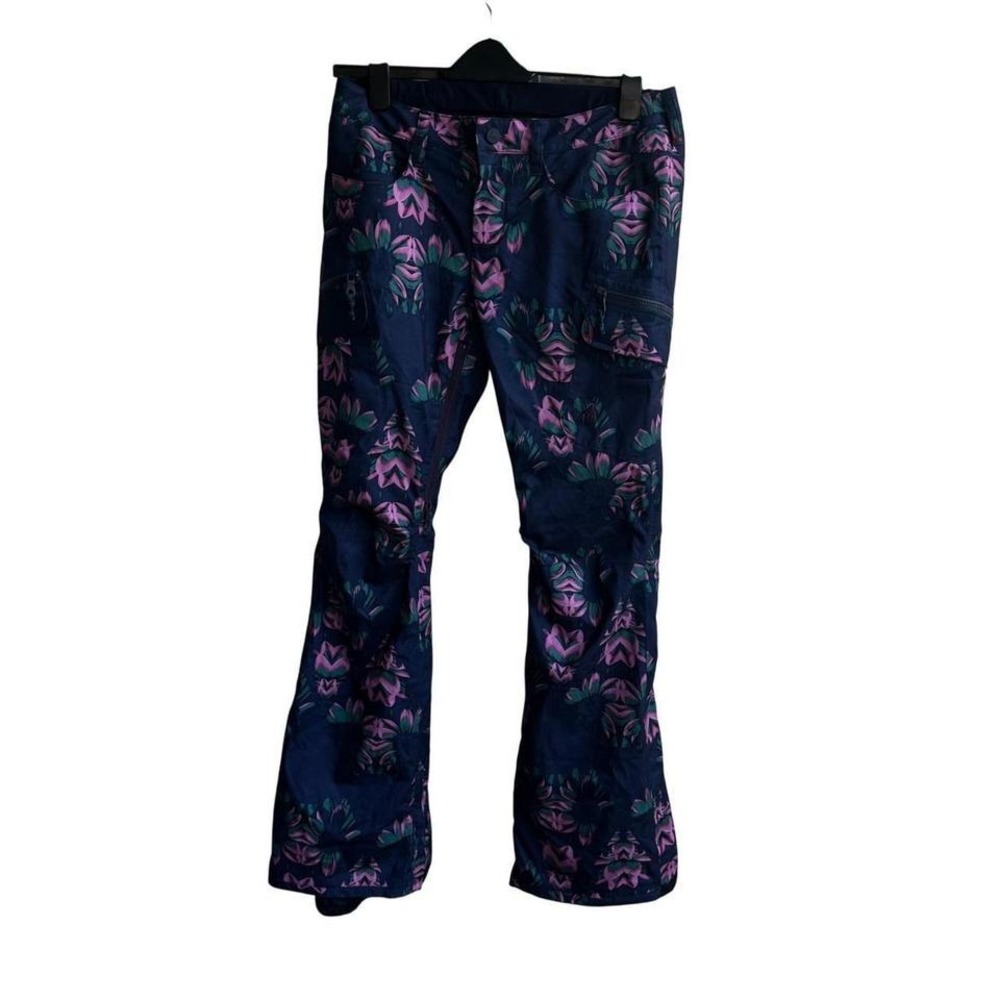 Burton Living Lining Snowboard Ski Pants Women's Size S Floral Blue Pink Green